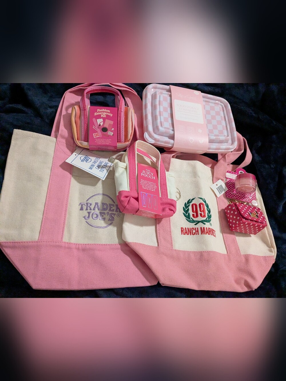 🩷Trader Joe's & 99 Ranch Market Mini Canvas Tote Bag Set🩷